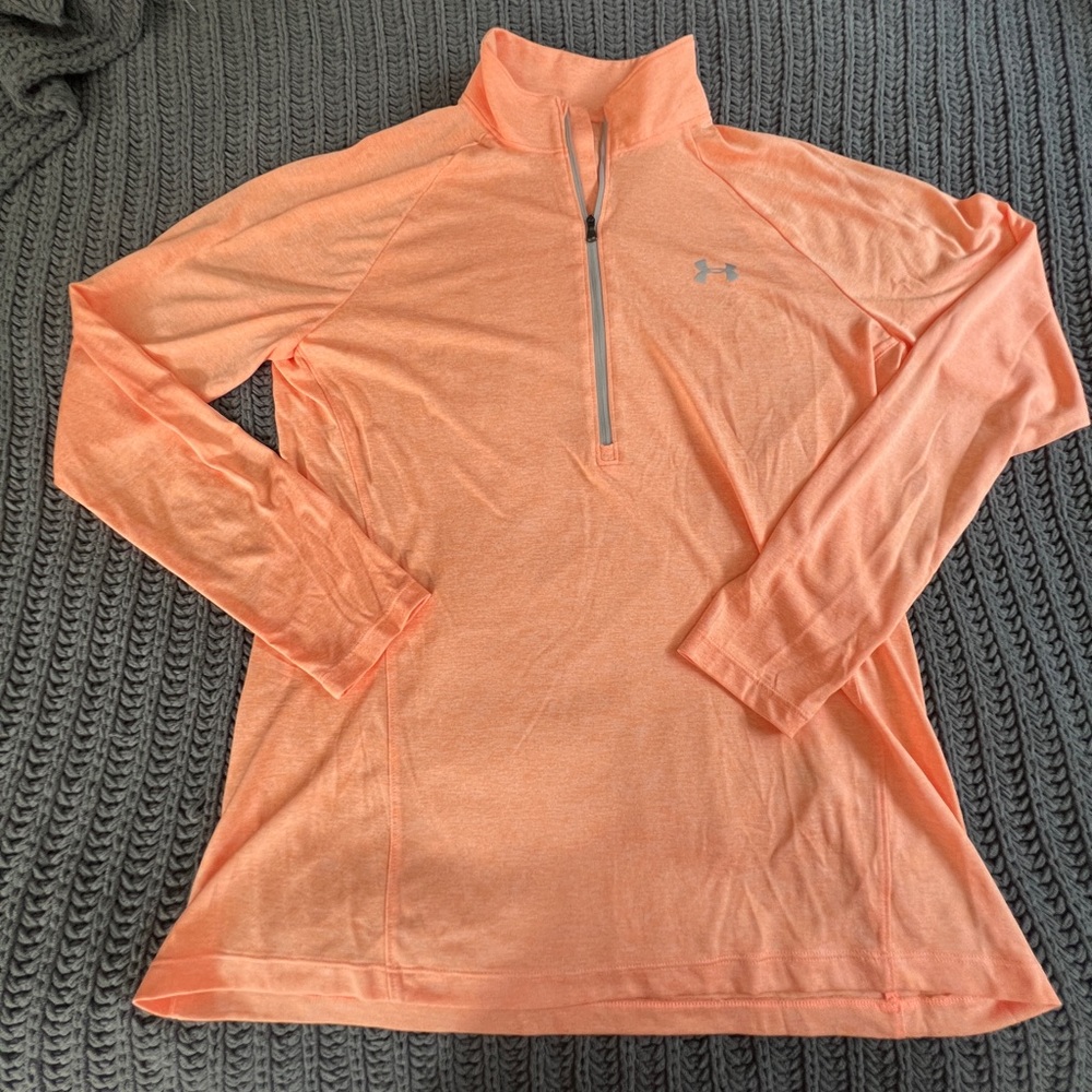 Under Amour 2XL orange lightweight 1/2 zip pullover slim fit
